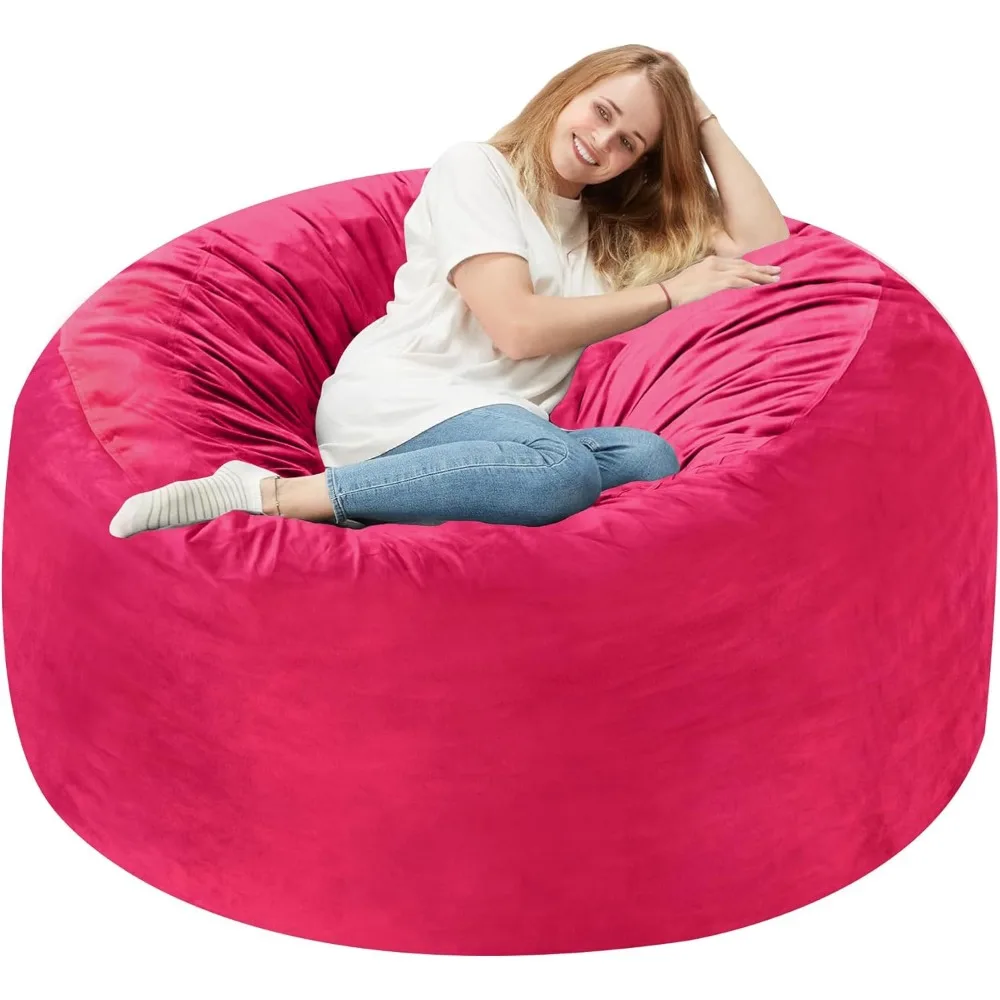 

Кресло-мешок Homguava 3 фута: 3-футовые кресло-мешки с наполнителем из пены с эффектом памяти, большие кресла-мешки, мягкий диван с голландским бархатным чехлом - розовый