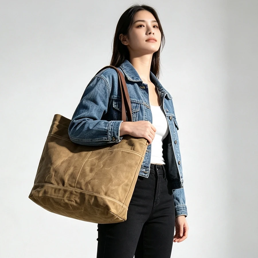 New Street Style Canvas Tote Bag Unisex Large Capacity Beach Bag Trendy Retro Single Shoulder Handbag Street Fashion Bag