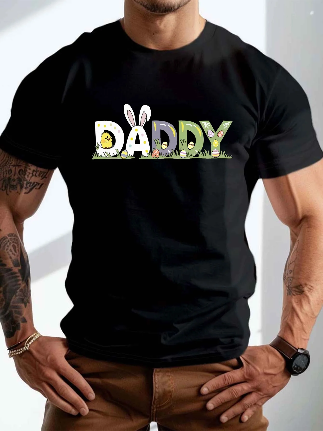 Easter Decorative Pattern Pleated Plus Size Men's T-Shirt