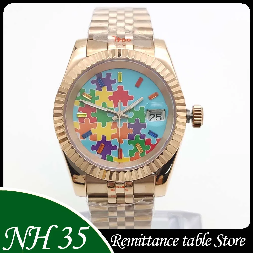 

NH35 All Rose Gold Men's Automatic Mechanical Watch Color Sterile Dial 39mm Stainless Steel Waterproof Watch