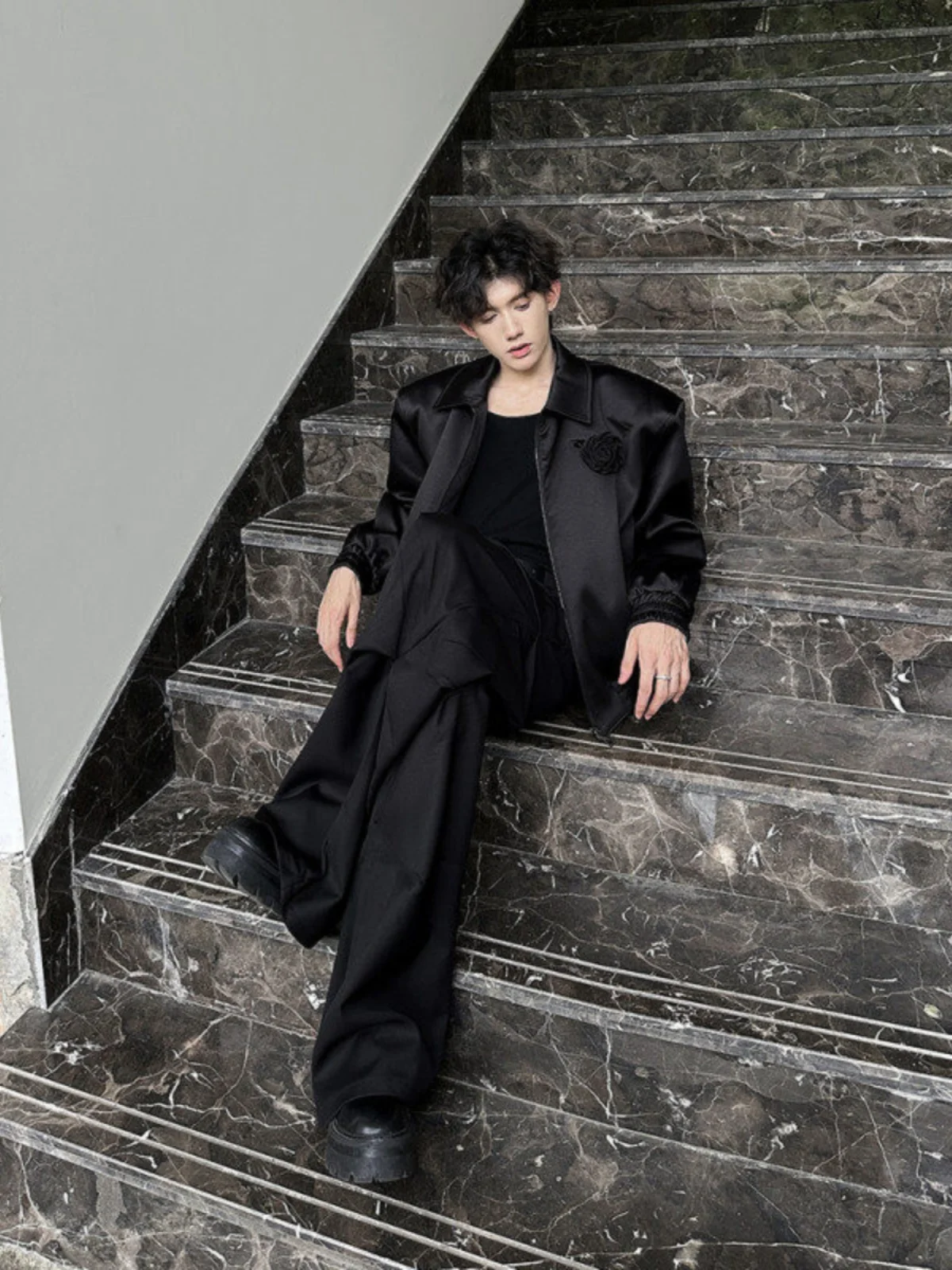 Bla Rose rembourré oulder Jaet hommes printemps automne américain rétro haut de gamme Sle moto cuir Jaet modèle tenue manteau