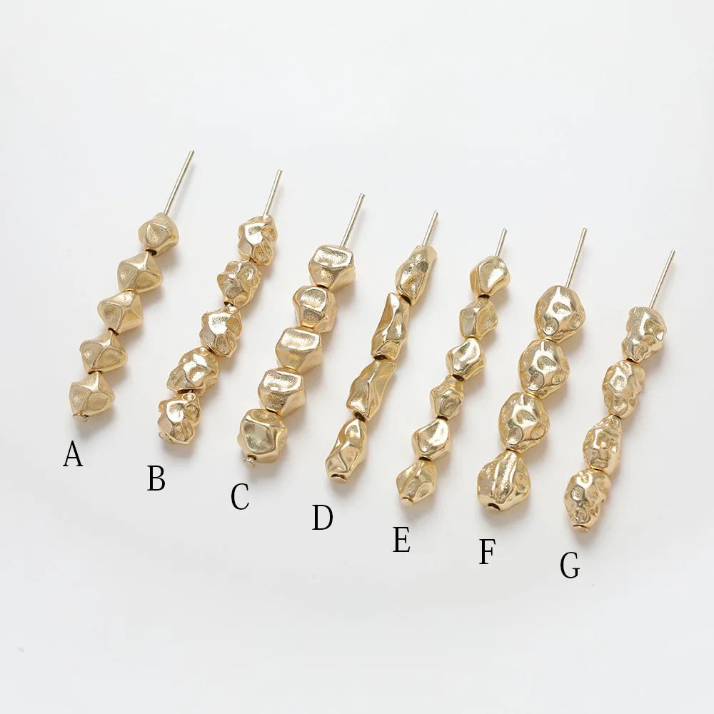 4PCS 18K Gold Plated Irregular Concave Surface Beads Spacer Jewelry Components For Necklace Bracelet DIY Making Accessories