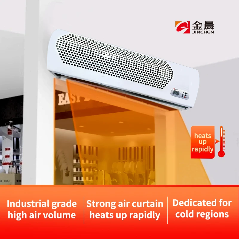 European Style White 220V Silent Air Curtain Temperature Control AC Motor 2.5KW Wall Mount PTC Ceramic Heating Door Fan Pro