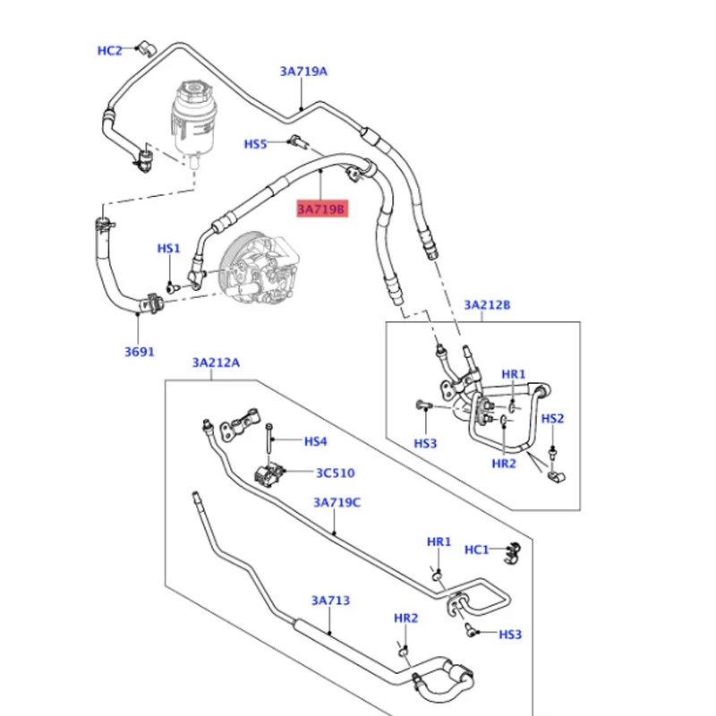 LR001099 La nd Ro ve r Power steering pressure hose