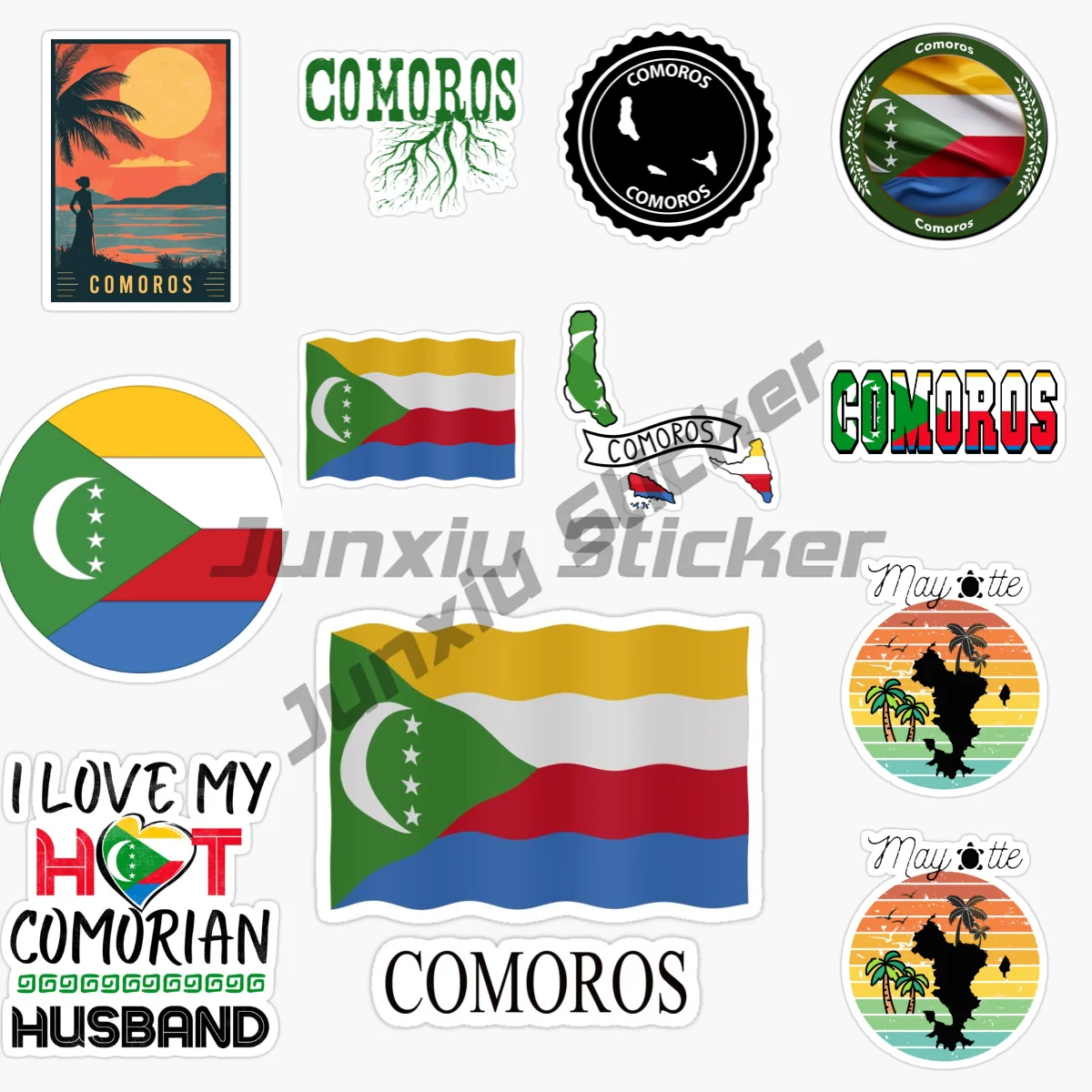 

Creative COMOROS Flag Stickers Waterproof Car Bicycle Helmet Racing Refrigerator Motorcycle Bumper Window Van Laptop Wall Decals