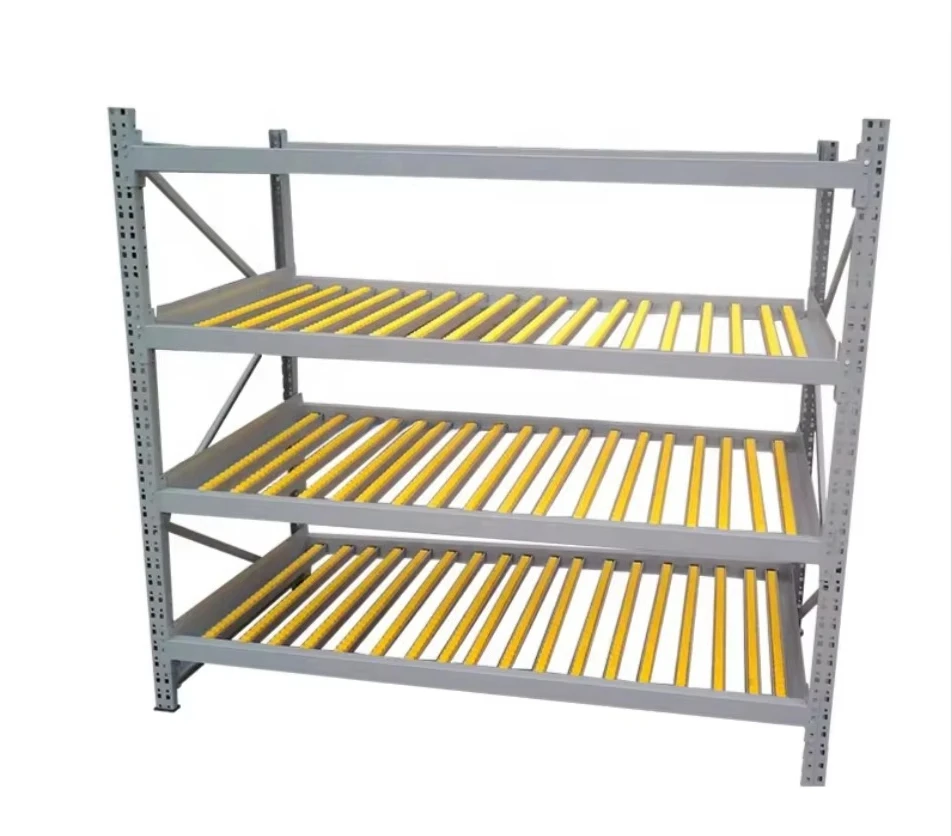 fo- Collapsible Powder Coated Warehousing Logistics Mobile Gravity Pallet Roller Steel Rack%