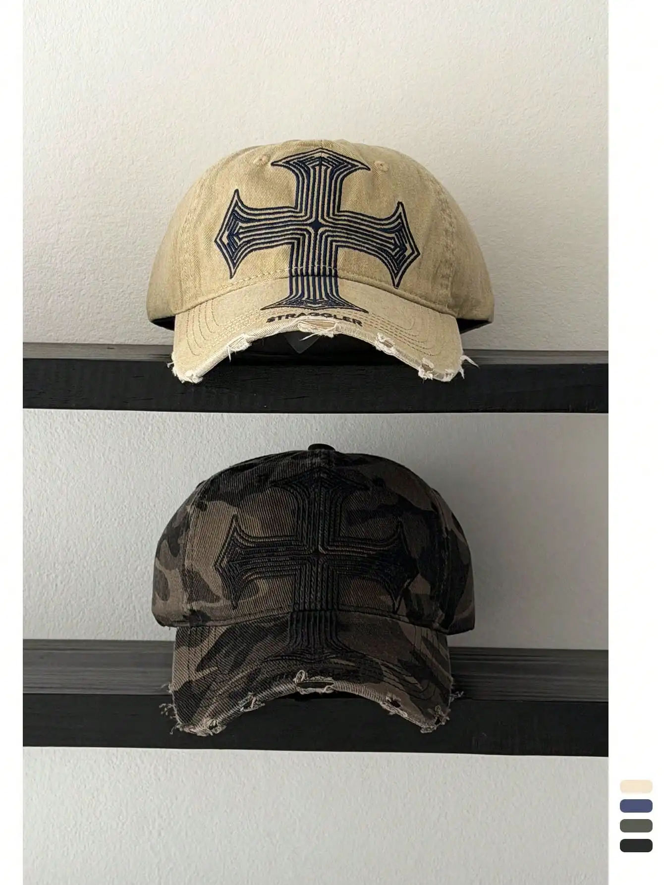 Men's Women's Vintage Washed Frayed Cross-Stitch Soft Top Distressed Baseball Cap Sun Hats for Men