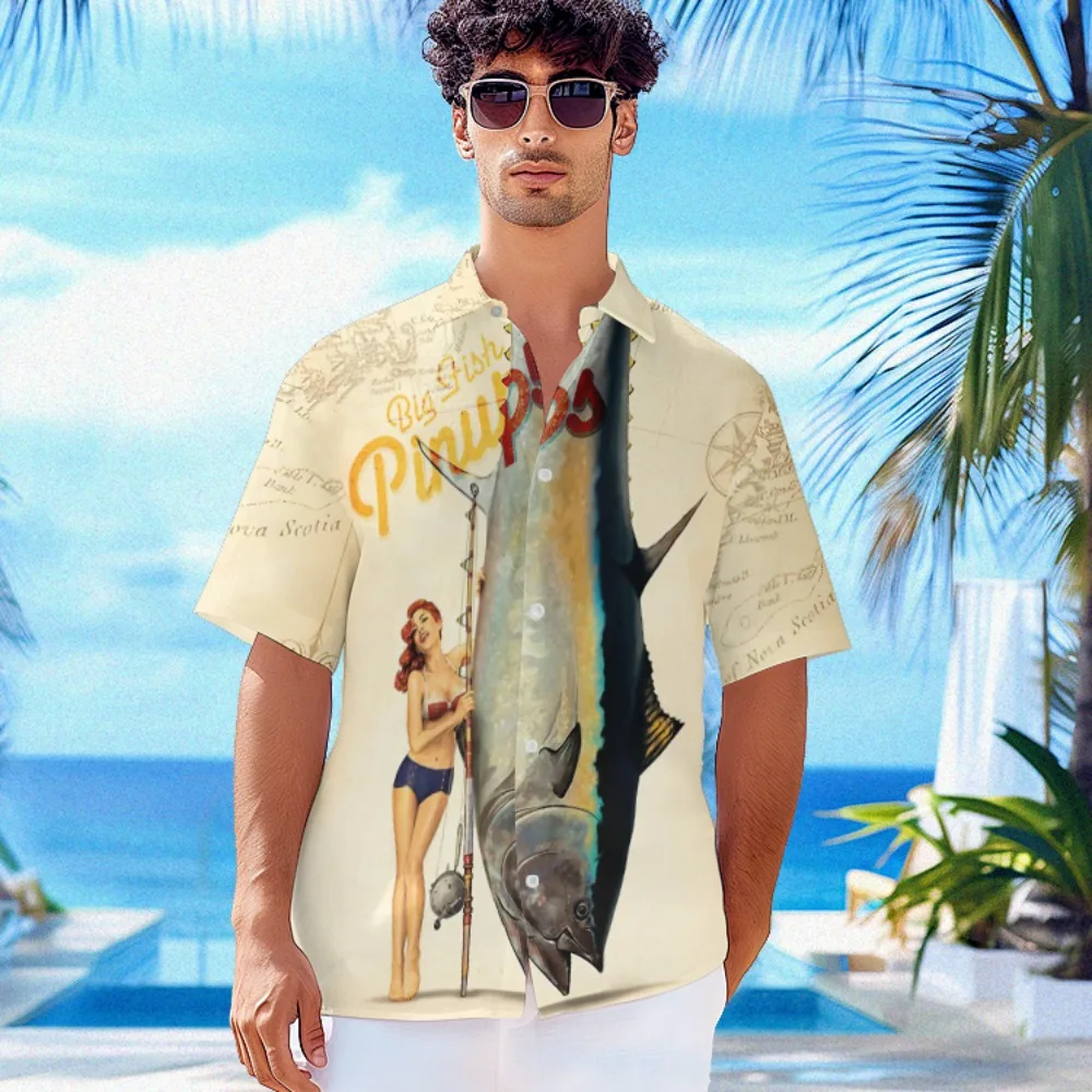 

Summer Hawaiian Shirt Creative Tops Beach Fashion Men Shirt Party Streetwear Luxury Shirts Holiday Short Sleeve Male Clothes