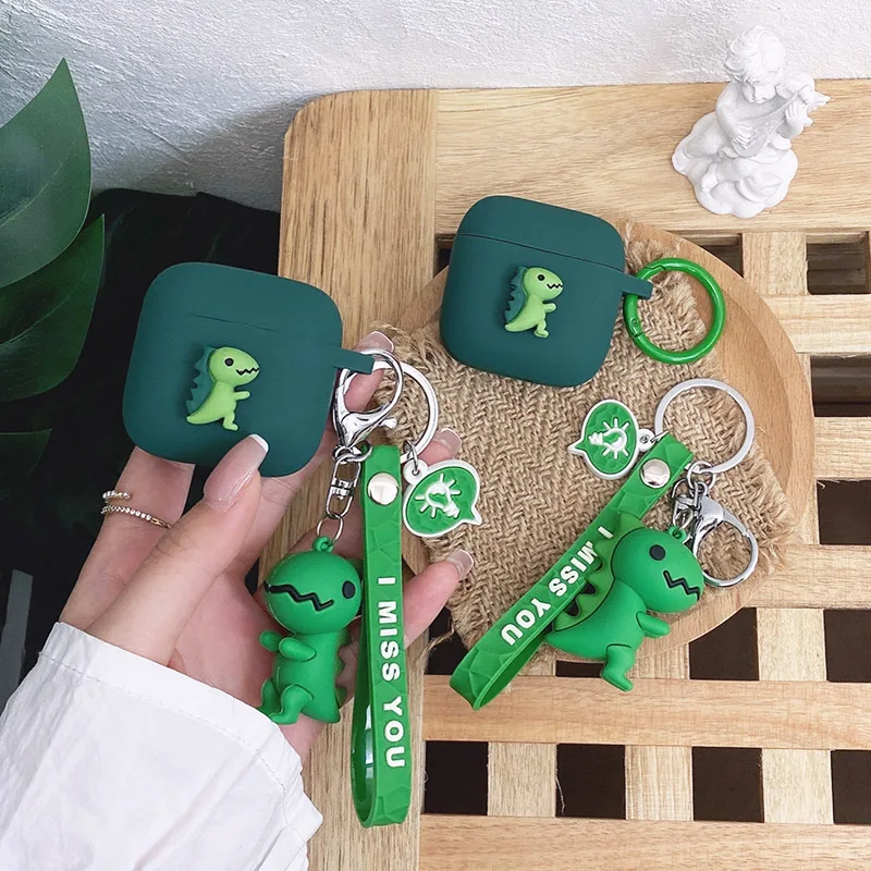 Cartoon Earaphone case For FIIL CC nano Case funny dinosaur Silicone hearphone cover  with keychain Accessories box