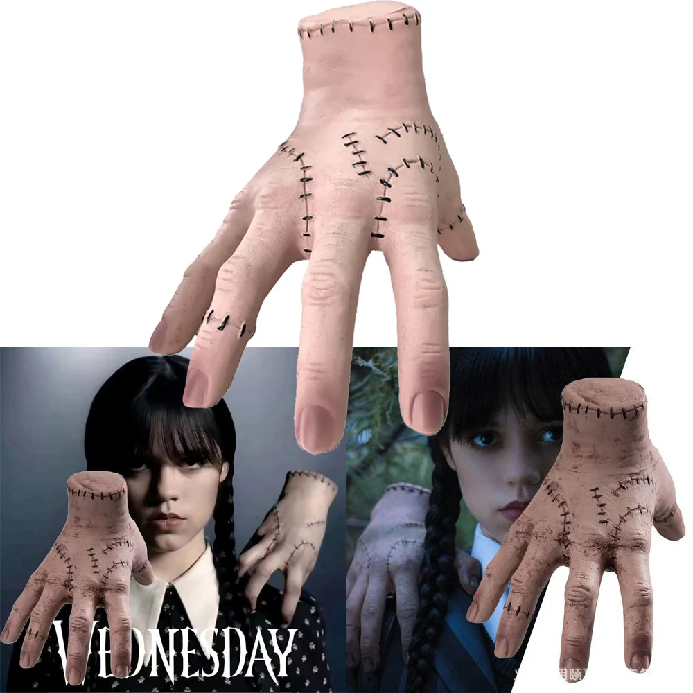 Miércoles Addams, cosa de látex, Cosplay de mano, estatuilla de la familia Addams, adornos de terror para fiesta de Halloween, accesorios de disfraz, decoración del hogar