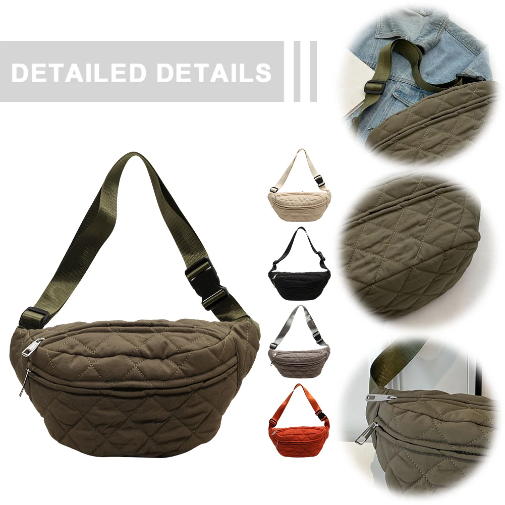

Стеганая поясная сумка, модная нагрудная сумка с регулируемым ремнем, винтажная поясная сумка, большая вместительная мягкая поясная сумка на молнии на осень-зиму