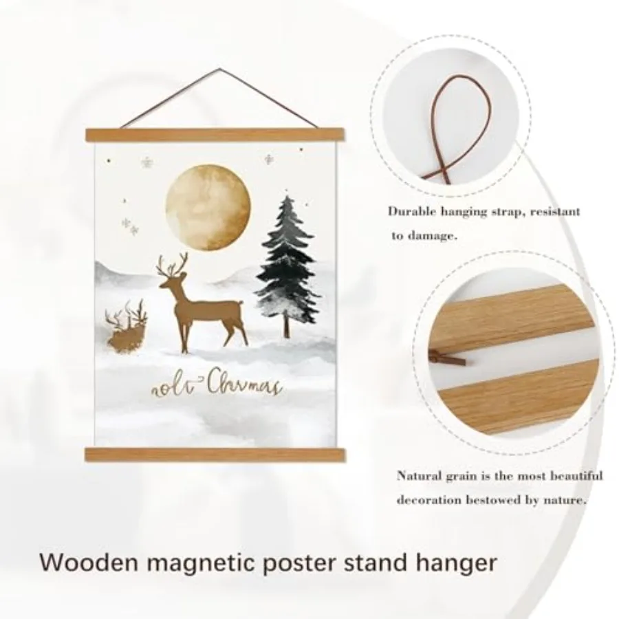 Magnetic Poster Hanger Frame, 11x14 11x17 Light Wood Wooden Magnet Canvas Artwork Print Poster Hangers Frames Hanging Kit,11