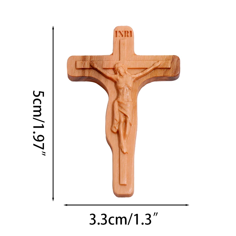 Natural Olive Wood Rosewood Ebony Cross Pendant Necklace with Adjustble Rope Catholic Christian Jewelry Religious gifts Souvenir