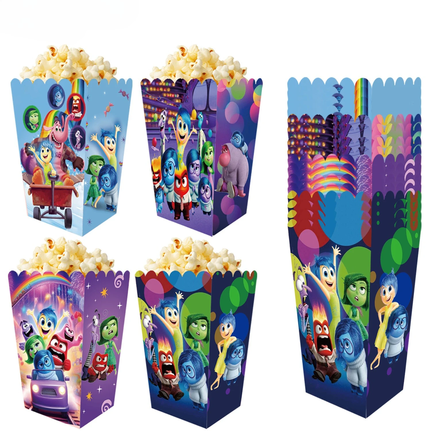 12 unids/set dentro hacia fuera caja de palomitas de maíz de caramelo con tema galletas cajas de aperitivos de Chocolate caja de dulces de cumpleaños para niño y niña suministros para fiestas