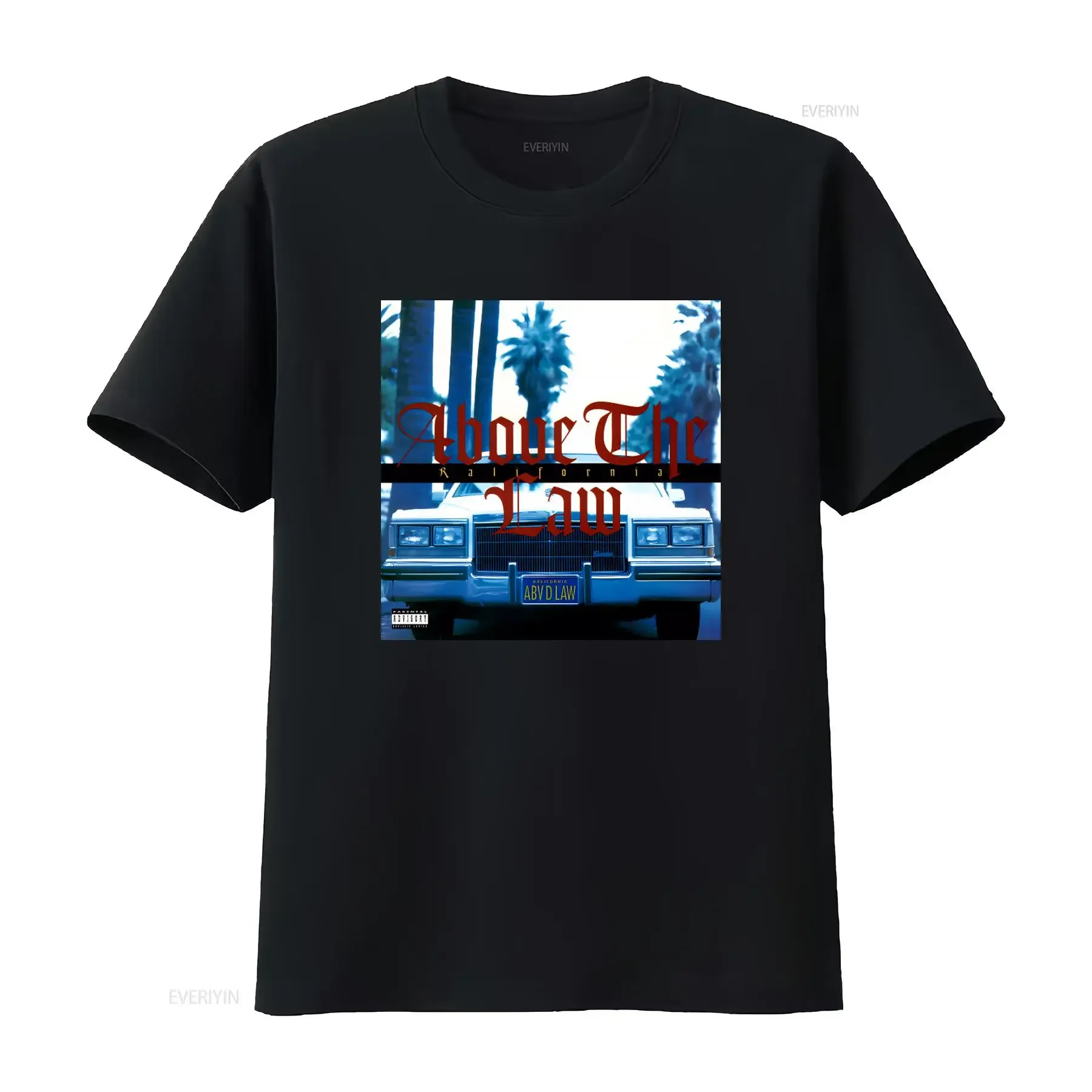 Camiseta del Grupo de Rap Above The Law con Diseño de Palmera y Coche de California, Ropa Urbana Moderna para Fans del Hip Hop, Estilo Vintage Lavado