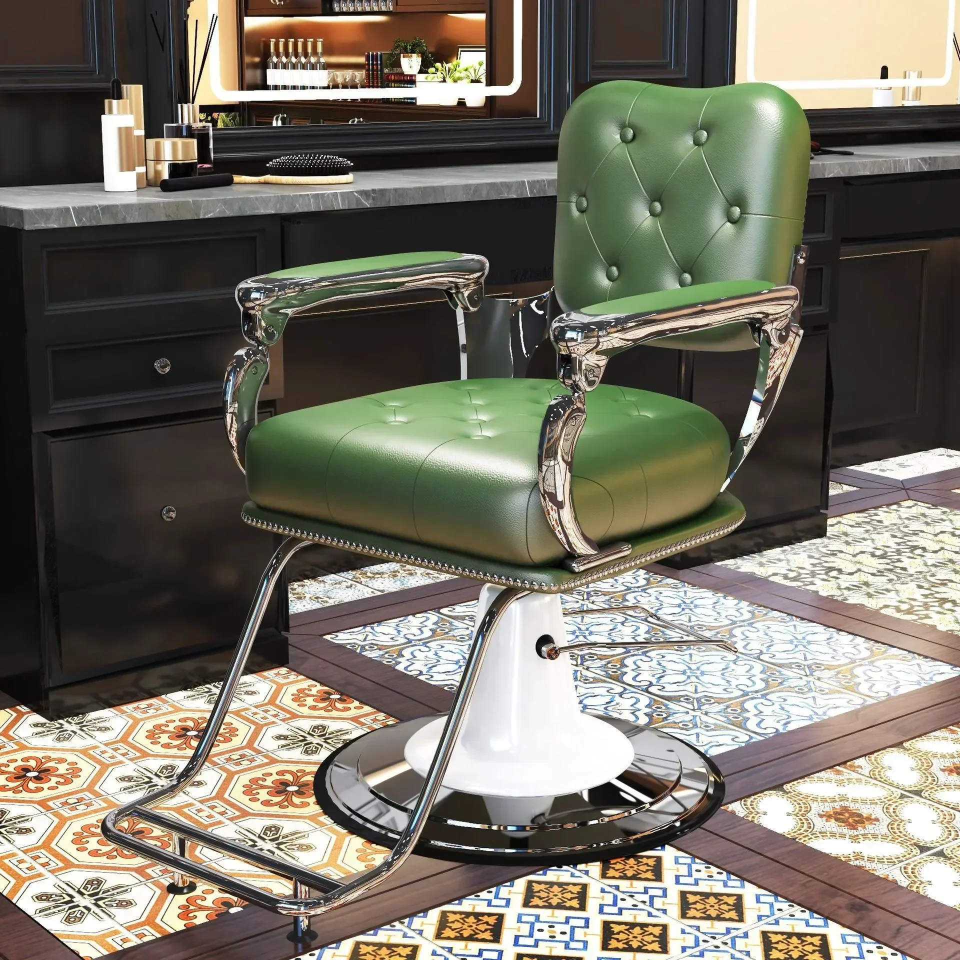 Q-3  High-end Hair Salon Special Hair Salon Chair Retro Reclining Trim Barber Chair Men's Hair Chair