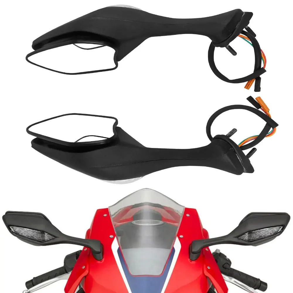 

Motorcycle Black Mirrors Turn Signal LED Modify For Honda CBR1000RR 2017-2026