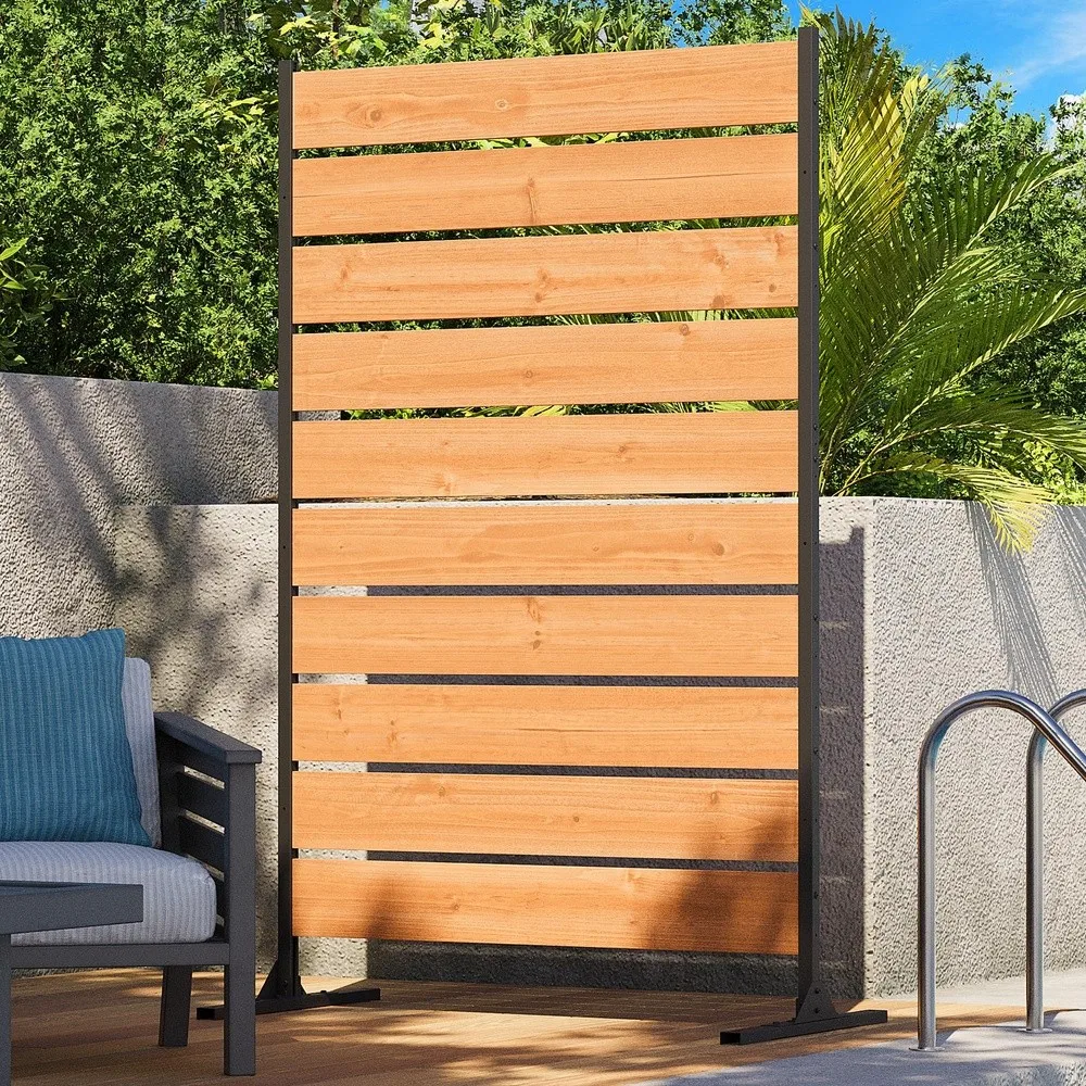 Modern Shade 5x3 Cedar Privacy Fence Panel 2 in 1 Freestanding & In Ground