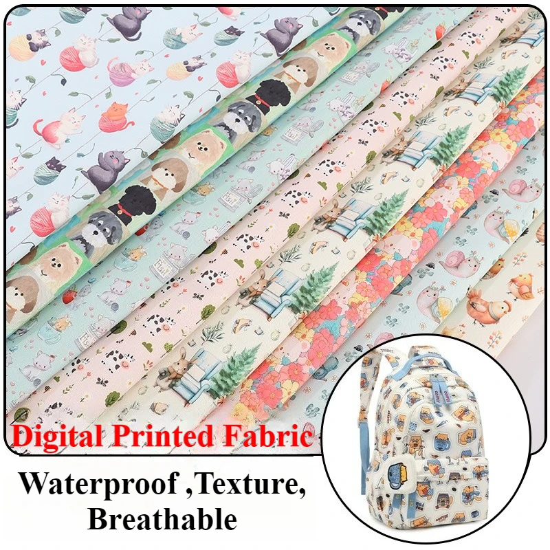 

50×148cm Waterproof Printed Fabric Cute Animal Cartoon Cloth for DIY Sewing Bags,Clothing Handmade Curtain,Tablecloth,Sofa Cover
