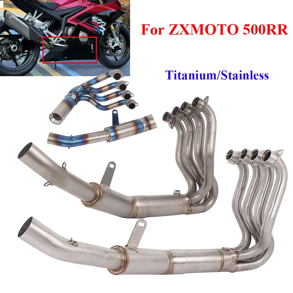 Motorcycle Exhaust Front Link Pipe Slip On For ZXMOTO 500RR 2025 2026 ZX-MOTO Exhaust Fit Stock Muffler Header Pipe