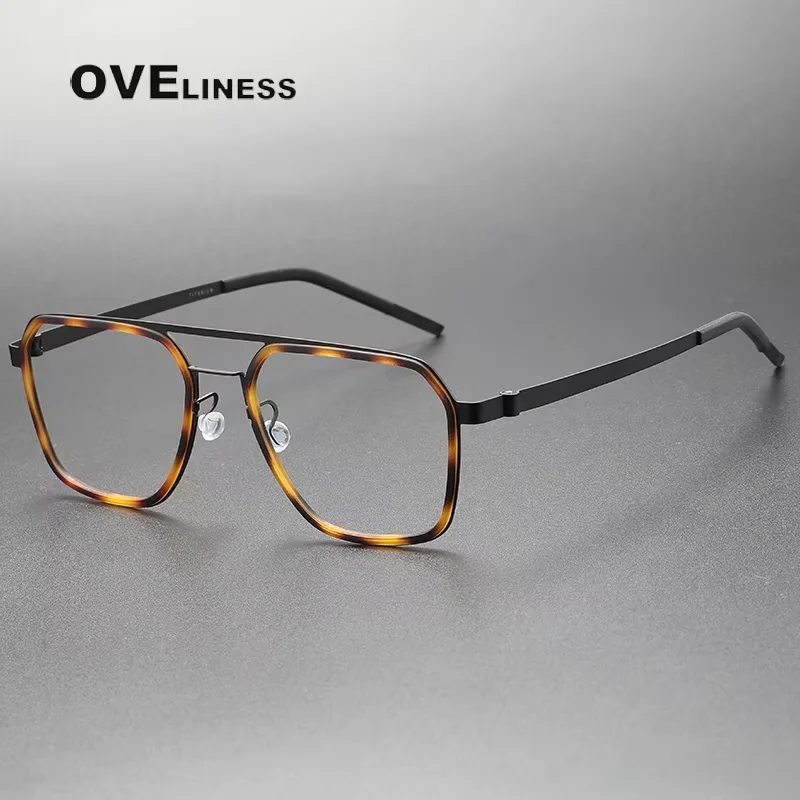 

Acetate Titanium Glasses Frame Men women New Brand Design Square Eyeglasses Frame Eyewear Screwless spectacles