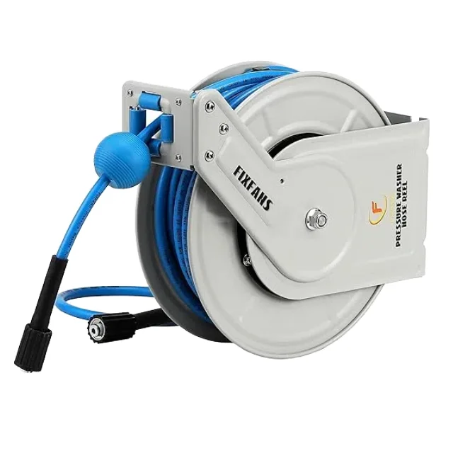 

New Retractable Plastic Pressure Washer Hose Reel Heavy Duty Auto Rewind With Hose 10kg 1 Year Warranty