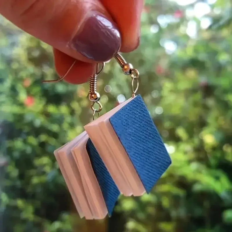 

Back To School Season Three-dimensional Book Exquisite Pendant Earrings for Women Artistic Fashionable Novel Creative Earrings