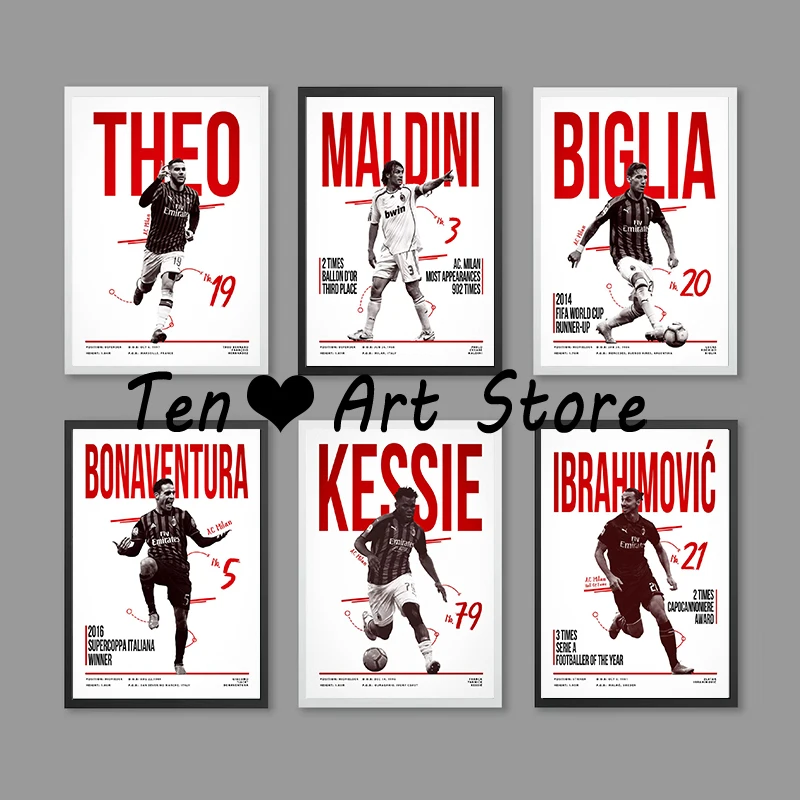 Famous Italian Football Club Player Poster Canvas Printing Italian Football Stars Wall Art Decor Boys Room Home Wall Decoration