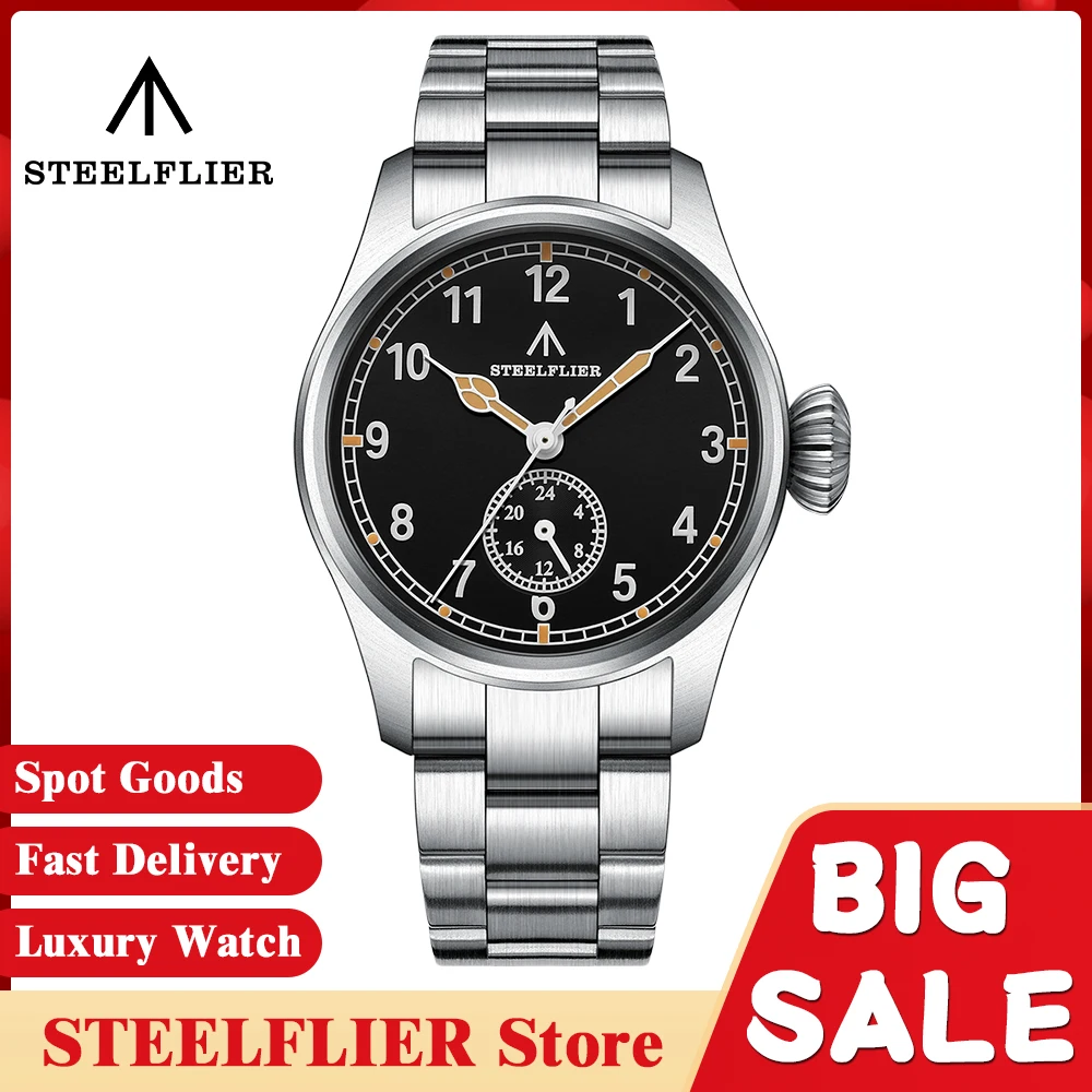 STEELFLIER jam tangan kuarsa untuk pria, VH60 gerakan bisu safir Swiss bercahaya 20Bar tahan air mahkota bawang