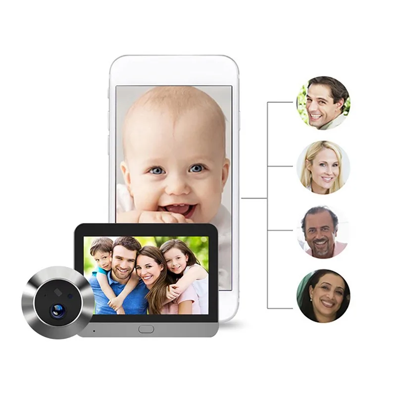 Campainha visual de segurança residencial inteligente Tuya com display digital LCD de 4,3 polegadas 140 °   Mini visualizador de olho mágico digital com ângulo de visão amplo
