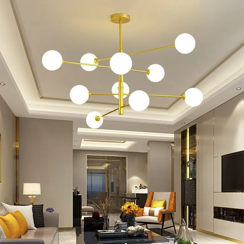 

Living room personalized molecular lamp, dining room bedroom lamp, small chandelier glass lighting