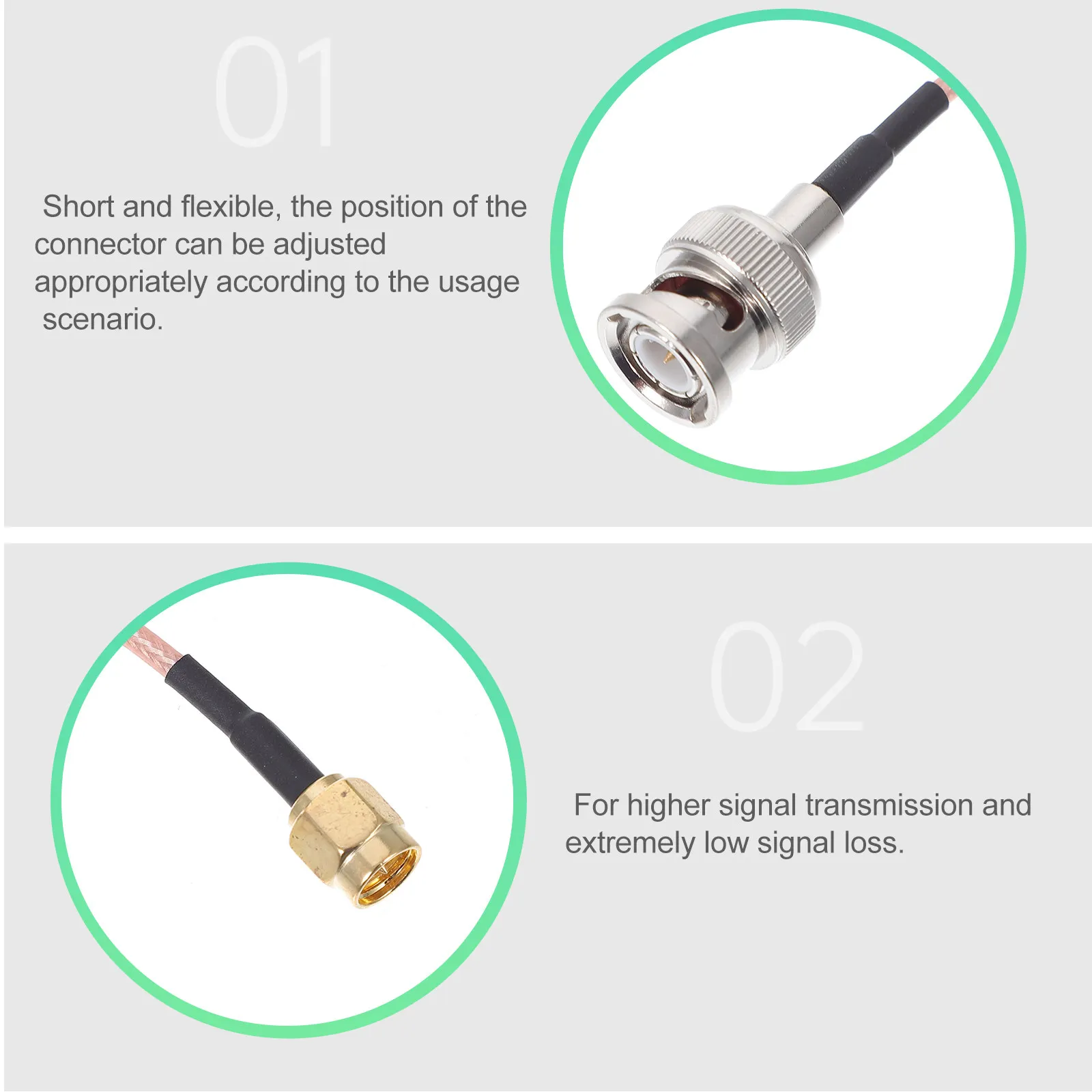 2pcs BNC Male to SMA Male RG316 Coaxial Cable, Flexible Copper PTFE Antenna Cable for Ham Radio Scanner Analyzer