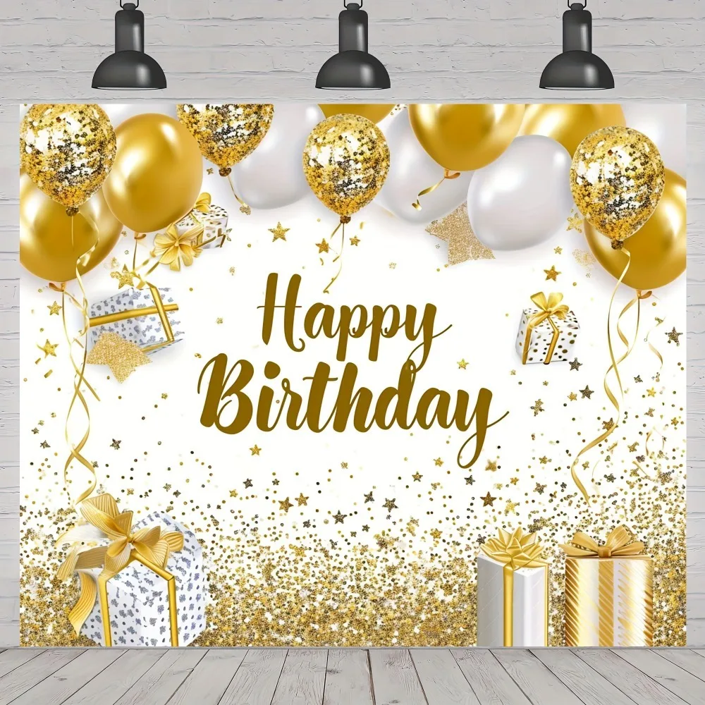 Gold weiß Geburtstags feier Dekorationen Banner, Gold und Weiß alles Gute zum Geburtstag Hintergrund große Gold weiß Geburtstags fotografie