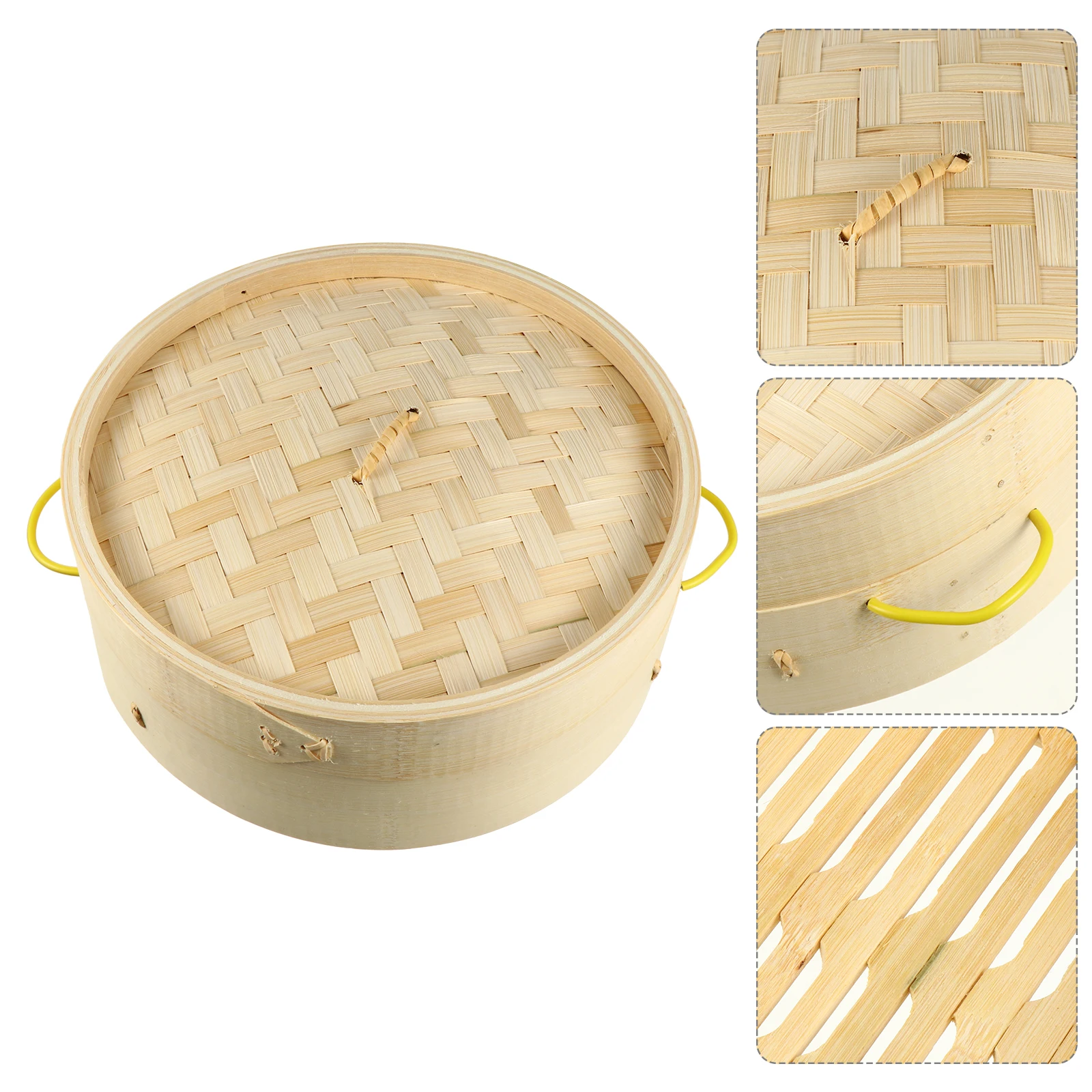 

2pcs Bamboo Steamer Rack Reusable Lid Kitchen Food Multi-functional Healthy Diet Vegetables Fish Meat Easy Clean Store Stockpots