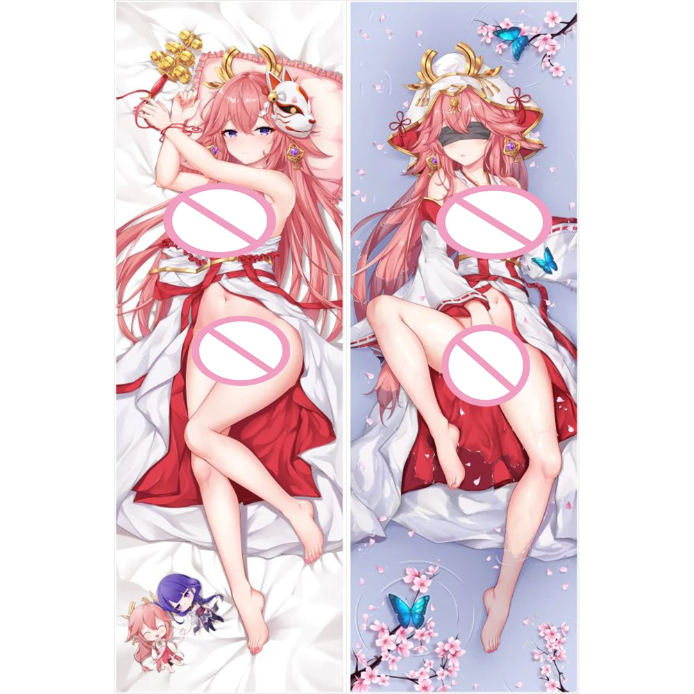 

Аниме Genshin Impact Yae Miko Dakimakura Waifu 2-сторонняя декоративная наволочка с принтом обнимающая наволочка Подушка Otaku