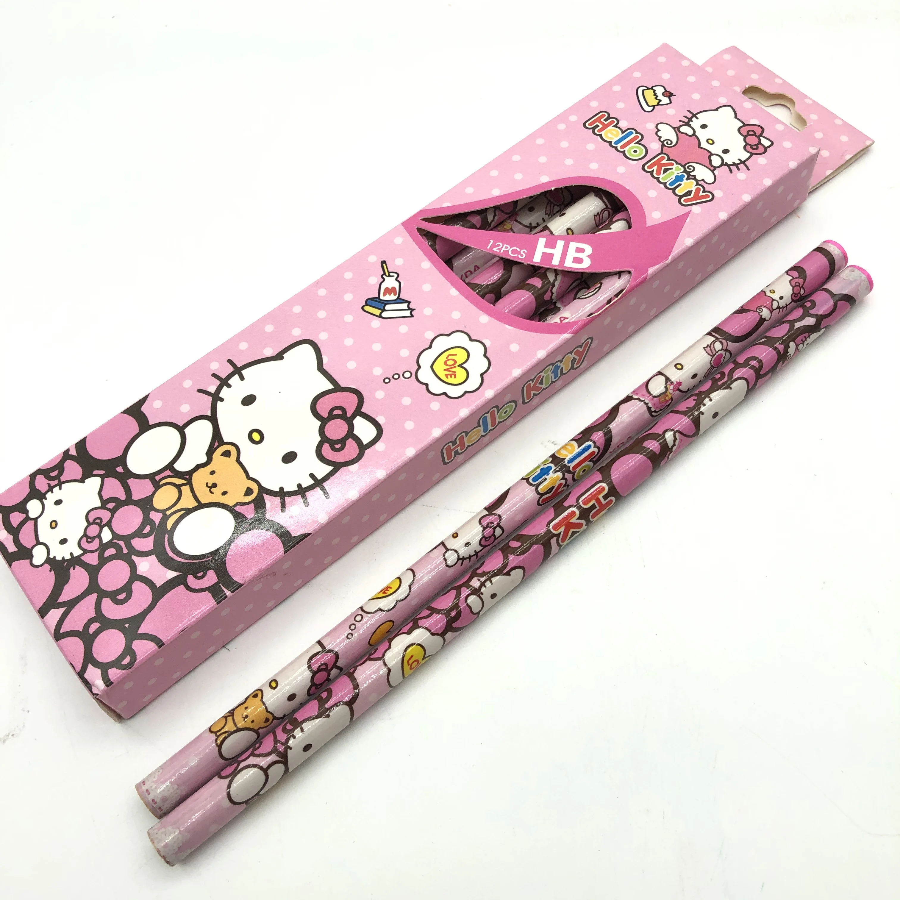 Sanrio HB Hello Kitty Pencil Set para crianças, Hello Kitty, KUROMI MELODY, POMPOMPOMPOMPORIN, papelaria não tóxica, anime japonês, presente infantil