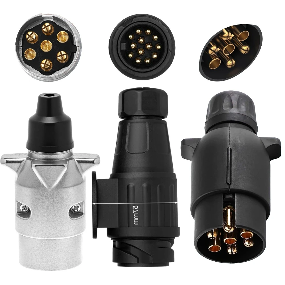 12V 7 Way / 13Way Round Standard European Car Plug Connector Car Trailer 7/13 Pin RV Socket Plugs for Trailers