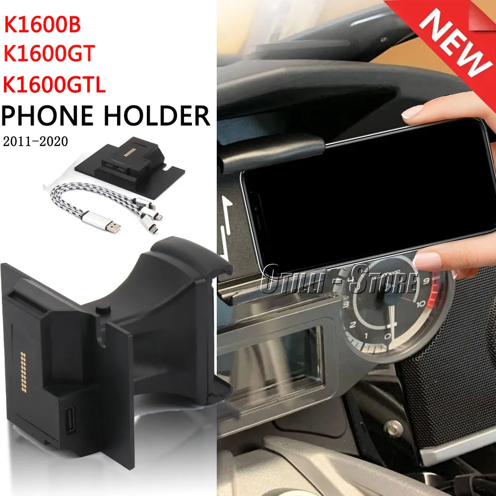 

For BMW K1600B K1600GT K1600GTL Motorcycle GPS Phone Navigation Bracket USB Charger Holder Mount Stand 2011-2020 2019 2018 2017