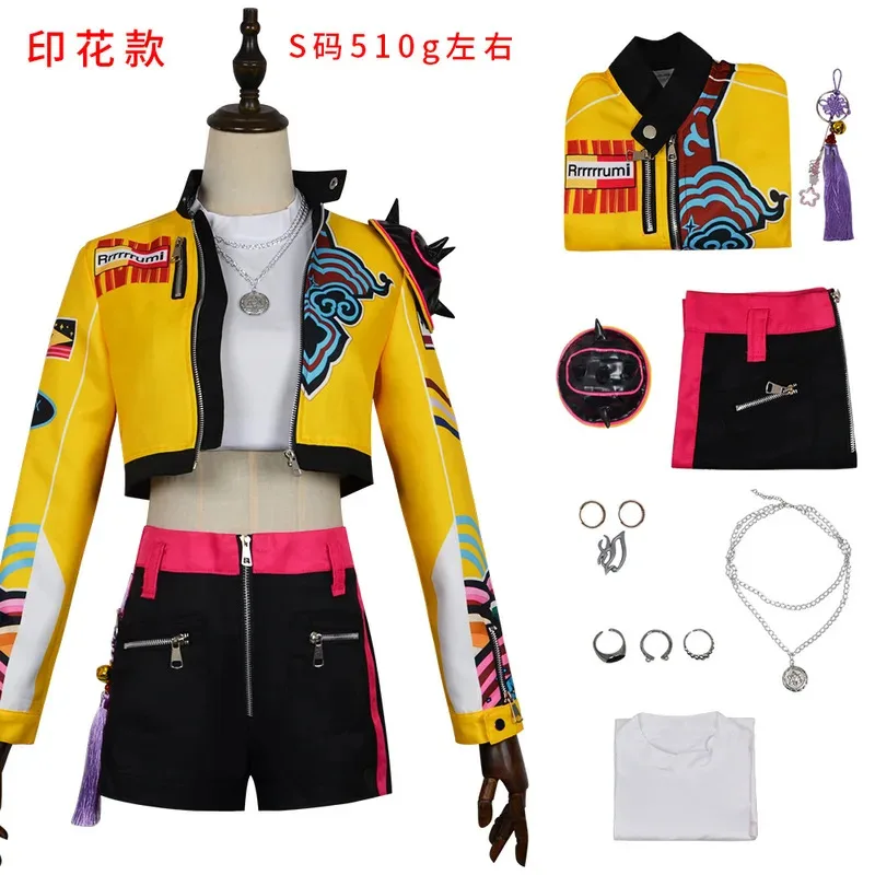 CyHuntrix Group Rumi أزياء تنكرية للصيادين الشيطان رومي معركة موحدة شعر مستعار معطف أقراط إكسسوارات حفلة الهالوين الزي فتاة