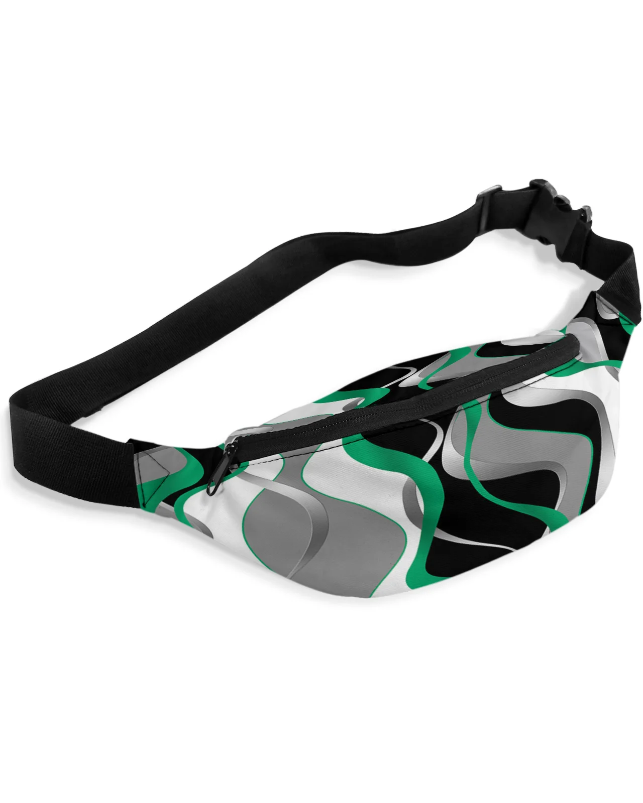 Solid Abstract Line Gradient Emerald Green Men Women Waist Bag Fanny Pack Phone Belt Bag Wallet Pouch Waterproof Banana Hip Bags