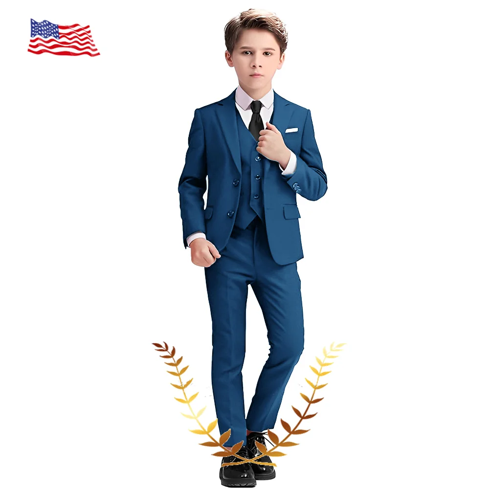 

Formal Boys Suit 3 Piece Suit (Jacket Pants Vest) Slim Fit Outfit 2-16 Years Old Wedding Kids Tuxedo Custom Clothes