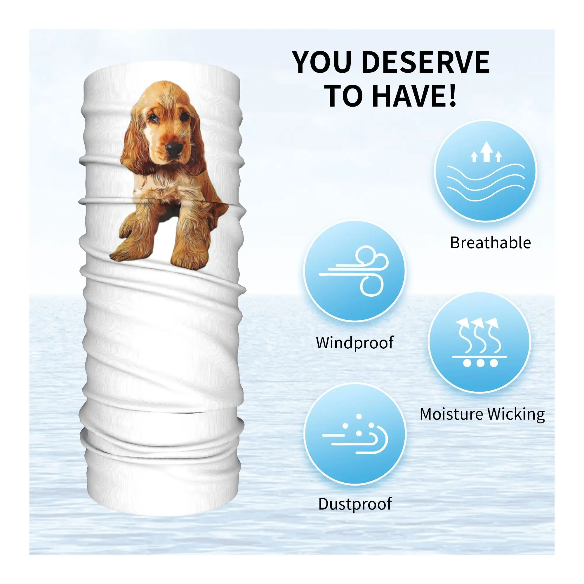 الذهب كوكر الذليل جرو الكلب باندانا الرقبة الجراب مطبوعة الوجه وشاح دافئ أغطية الرأس الجري للرجال النساء الكبار يندبروف