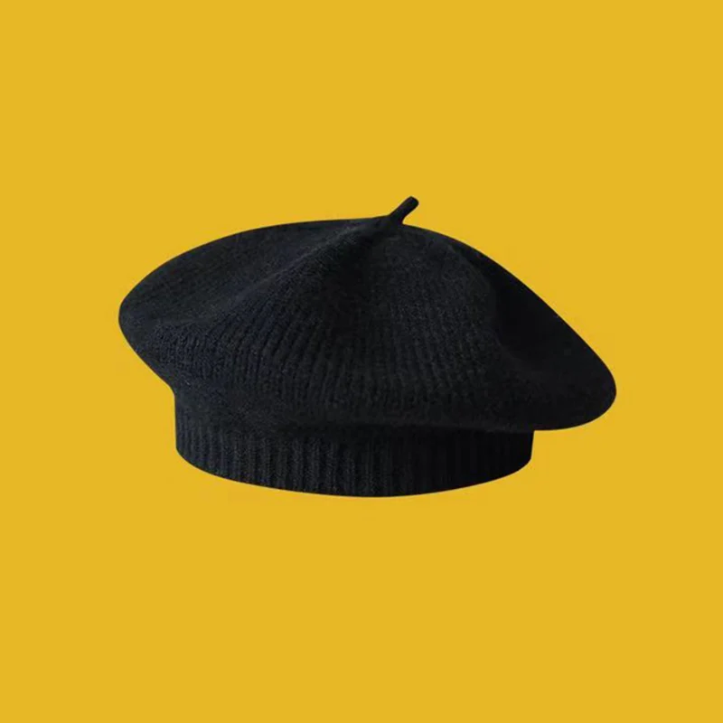 Fashion Cute Baby Knitted Beret Hat Solid Color Children's Warm Hats Autumn Winter Cap For Kids Outdoor Bonnet Accessories Gift image 6