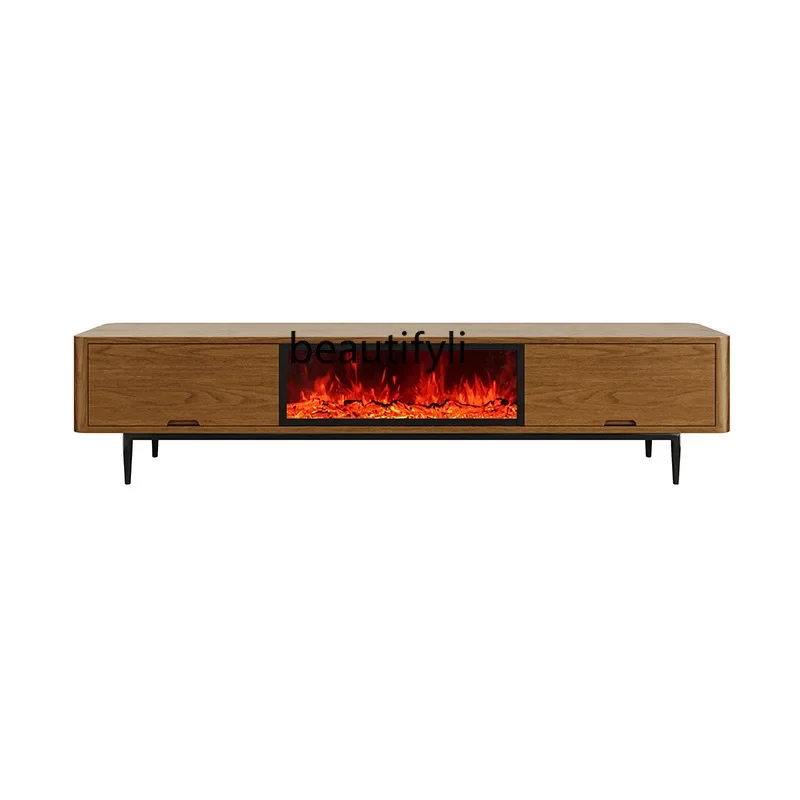 

ss25 Retro style fireplace floor-to-ceiling TV cabinet simulated flame electric stove decorative floor counter