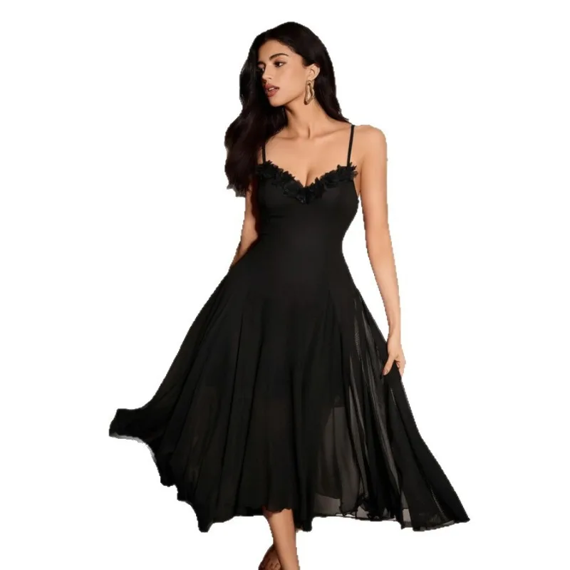 Suspender Long Skirt Three-dimensional Lace Dress Home Wear Women's Pajamas Dress Sexy Lingerie Night Dress Women Nightgowns
