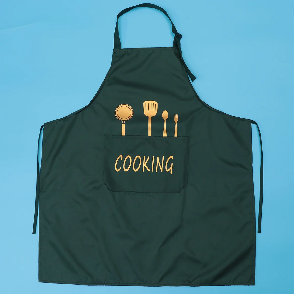 

2pcs Waterproof Apron With Oversleeves Nordic Style Kitchen Apron Oilproof Dark Blue Three-Layer Protection For Cooking Baking