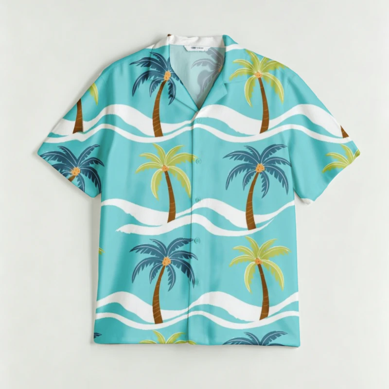 

Men's Summer Vacation Shirt Bohemian Palm Tree Print Short Sleeve Cuban Collar Casual Top 2026 Street Holiday Chic Tunics