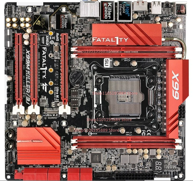 

Материнская плата ASRock Fatal1ty X99M Killer 3.1 LGA 2011-3, 12-фазная, с поддержкой DDR4, четырехканальная, M.2, USB 3.1, два гигабитных порта Ethernet