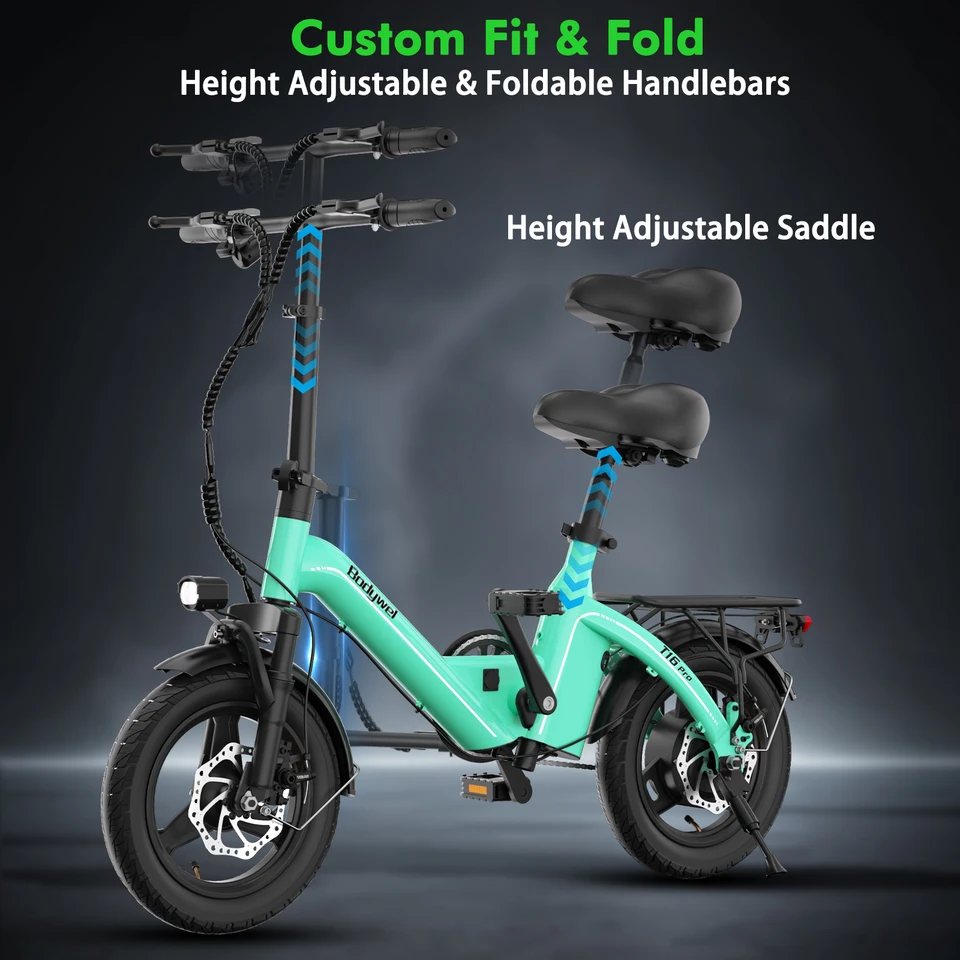 Bodywel T16pro Foldable Electric Bike for Adult 750W Motor 20mph 36V 13Ah 14 Inch Tires Mini E-Bike for Urban Commuting image 9