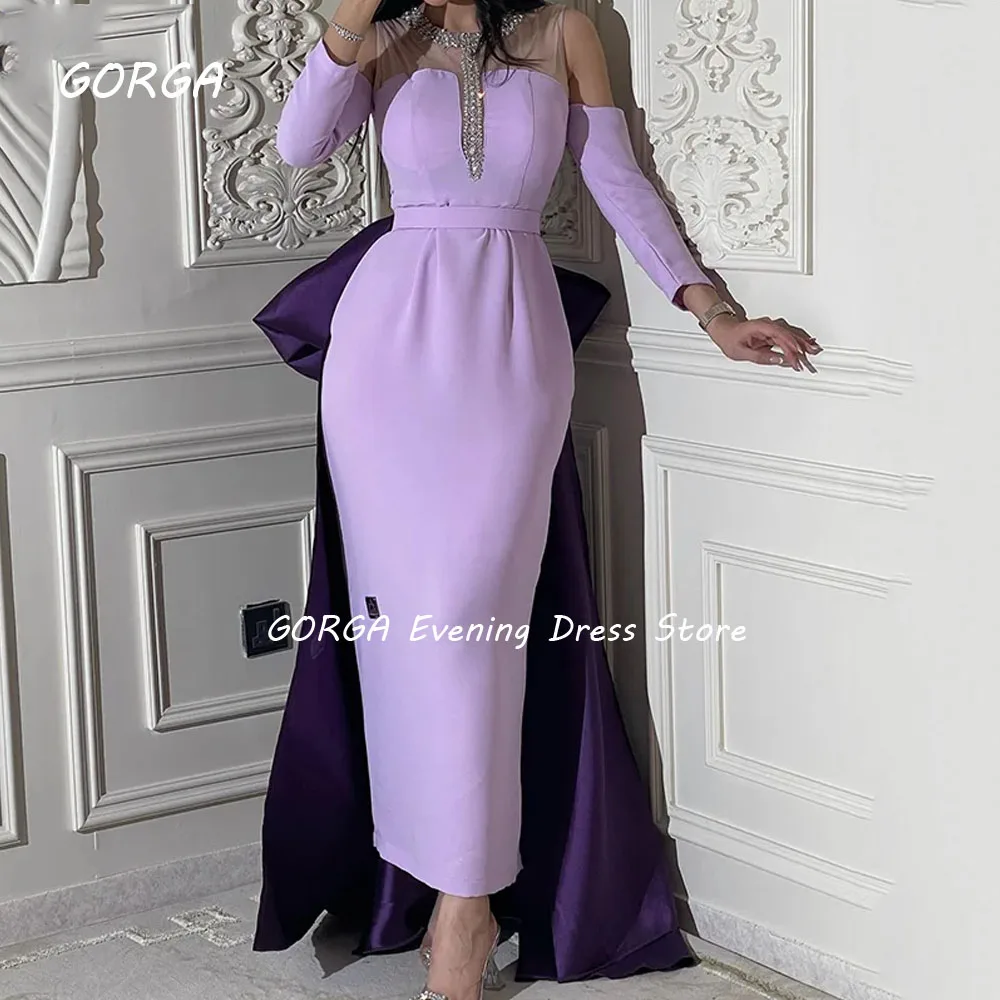 GORGA Purple High Quality O-Neck Beading Slim Mermaid 2024 Formal Ocassion Gown Floor-Length Evening Dresses فستان سهرة نسائي